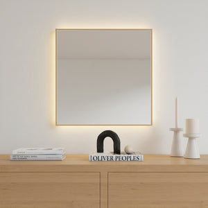 Slimline LED Mirror With With Birch Frame (50x50 cm)