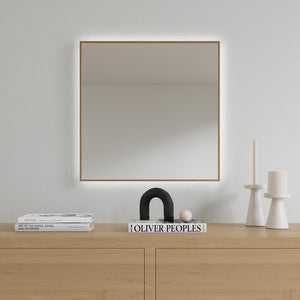 Slimline LED-spegel med kopparram (50x50 cm)