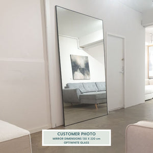Slimline - Extra Large Full Length Mirror With Black Frame (130x220cm)