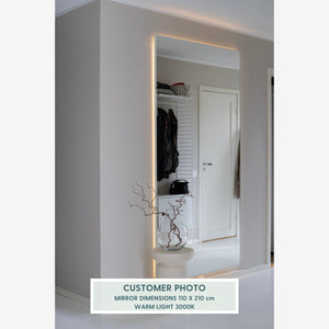 Slimline Full-Length LED Mirror With White Frame (100x170cm)