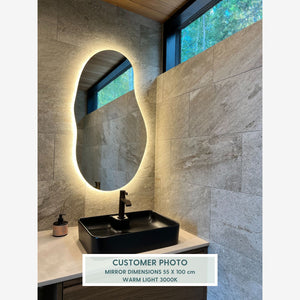 Sand - Asymmetrical Bathroom Mirror With Lights (55x100cm)