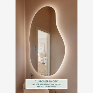 Sand - Asymmetrical Bathroom Mirror With Lights (70x120cm)