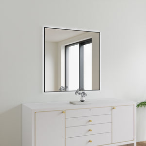 Slimline LED Mirror With Black Frame (100x100cm)