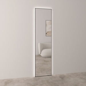 Slimline Full-Length LED Mirror With Black Frame (50x200cm)