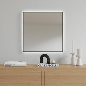 Slimline LED Mirror With Black Frame (50x50cm)