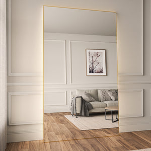 Slimline Full-Length LED Mirror With Gold Frame (130x220cm)