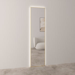 Slimline Full-Length LED Mirror With Gold Frame (50x200cm)