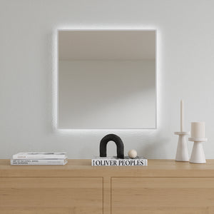 Slimline LED Mirror With White Frame (50x50cm)