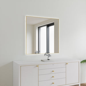 Slimline LED Mirror With Gold Frame (100x100cm)
