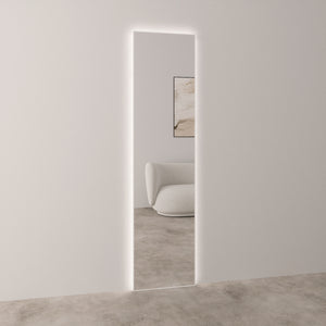 Slimline Full-Length LED Mirror With White Frame (50x200cm)