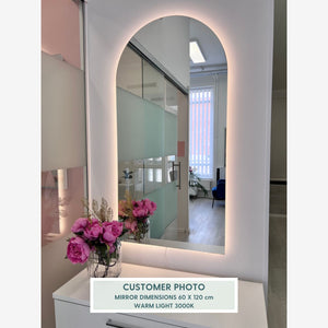 Kaari - Modern Arch Mirror With LED-Lights (60x100cm)