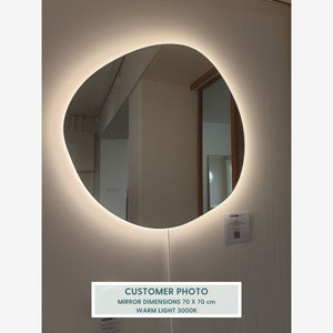 Stone - Asymmetrical Bathroom Mirror With Lights (90x90cm)