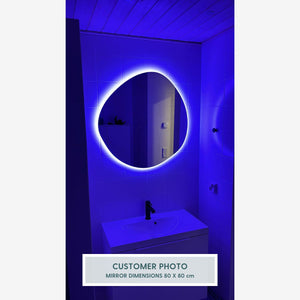 Rectangular Mirror with colour-changing backlighting