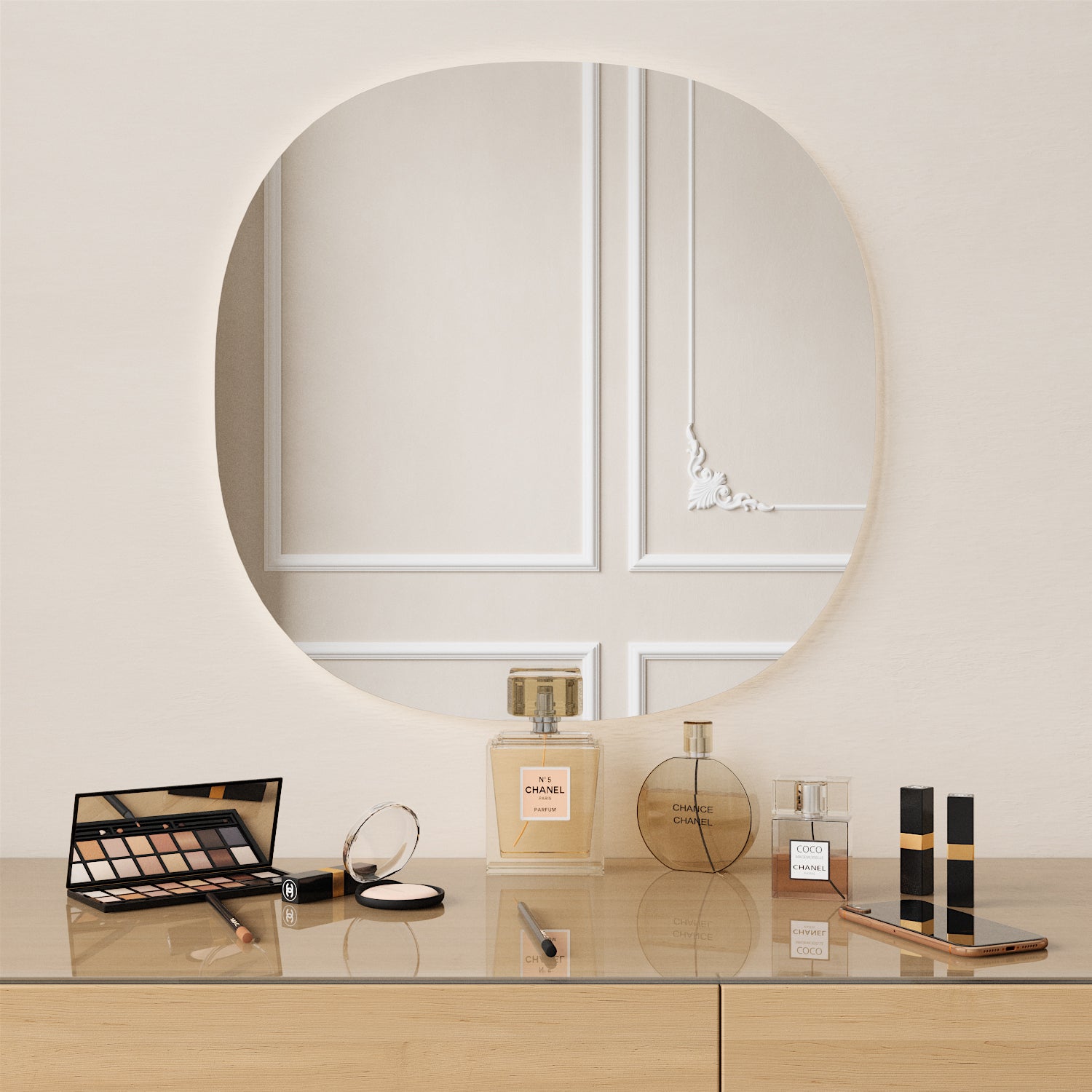 Cliff Mirror with Lights 60cm– Glassfactory.fi