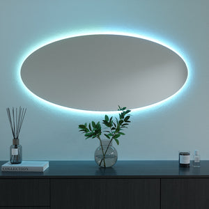 Oval Mirror with colour-changing backlighting