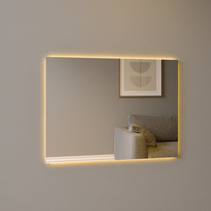 Rectangular Mirror with colour-changing backlighting