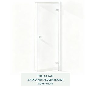 Usva – kylpyhuoneen ja höyrysaunan lasiovi alumiinikarmilla