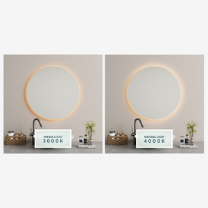 Stone - Asymmetrical Bathroom Mirror With Lights (90x90cm)