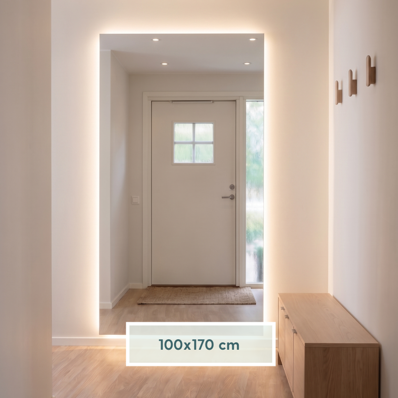 Frameless Rectangle Mirror with LED-lights