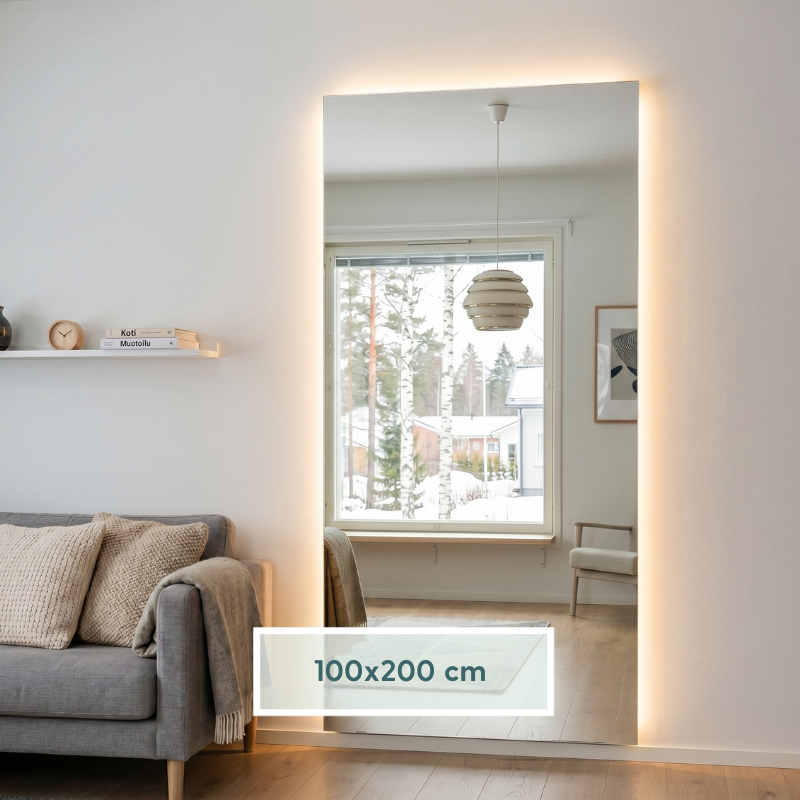 Frameless Rectangle Mirror with LED-lights