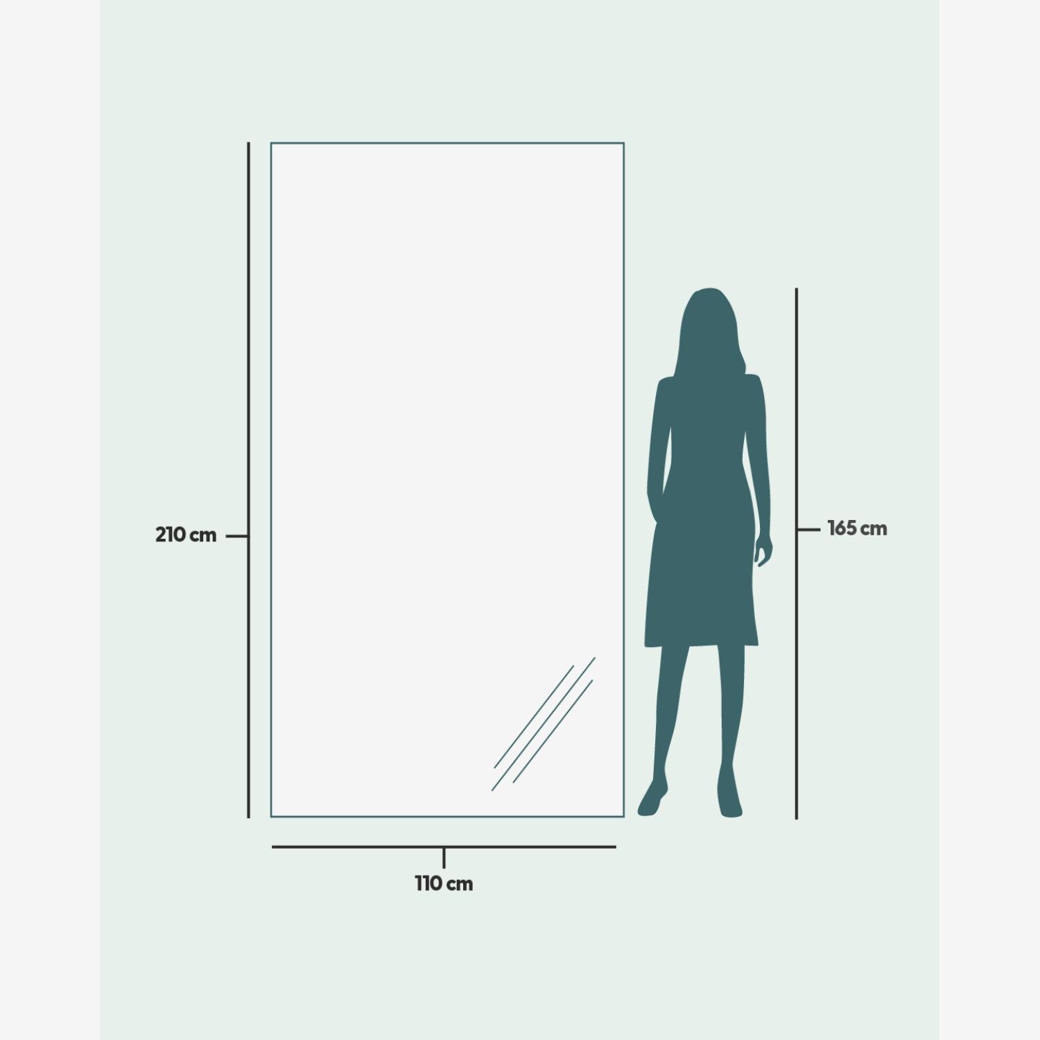 Slimline Full-Length LED Mirror With Oak Frame (110x210 cm)