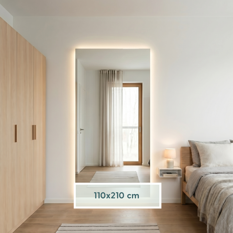 Frameless Rectangle Mirror with LED-lights