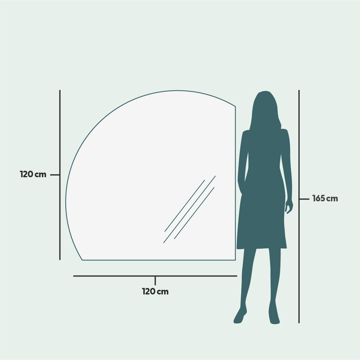 Kant spegel med Belysning (120x120 cm)