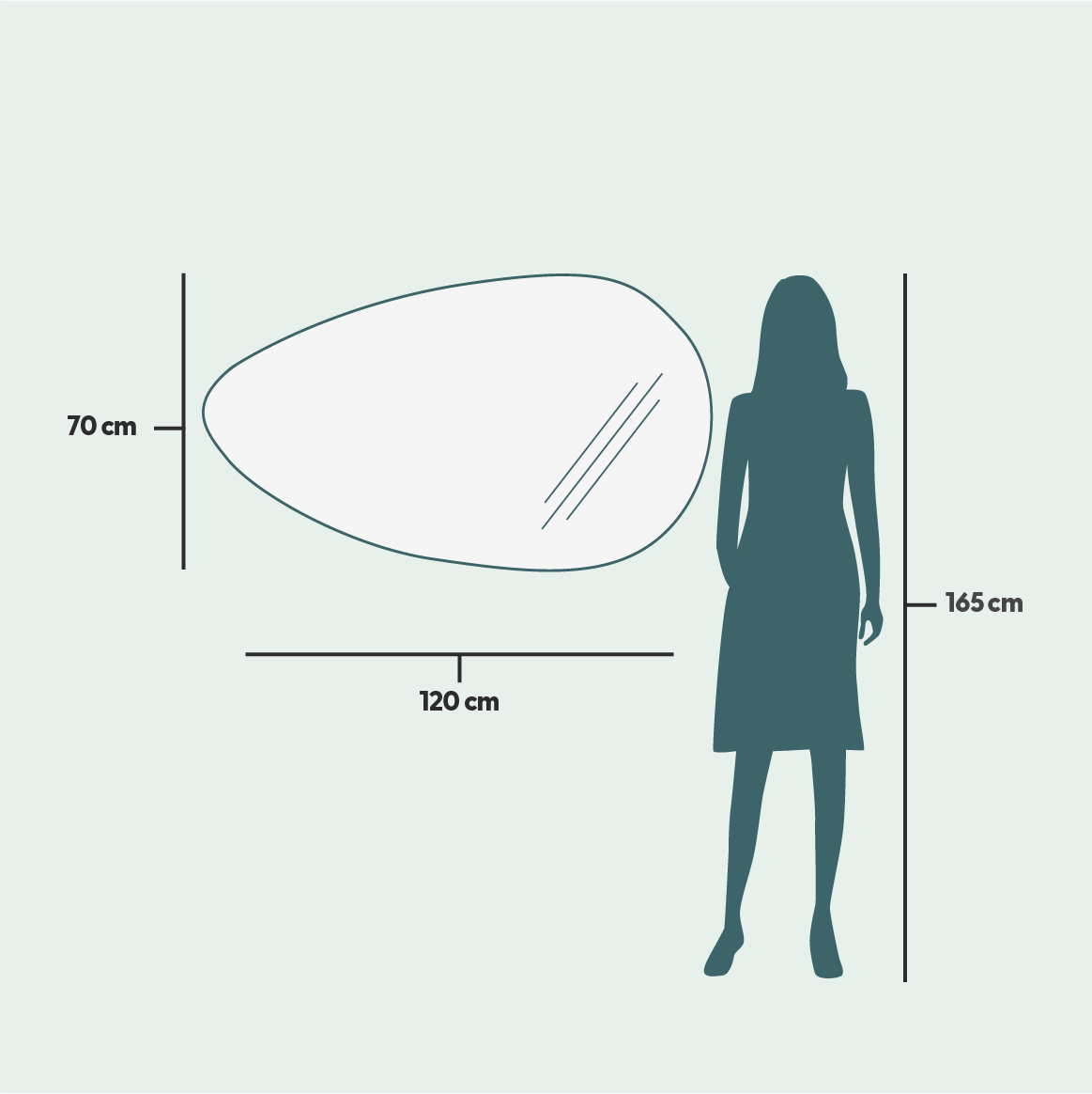 Drop - Asymmetrical Bathroom Mirror With Lights (70x120cm)