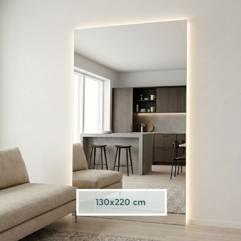 Frameless Rectangle Mirror with LED-lights