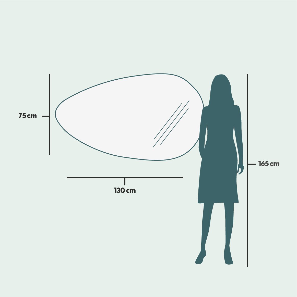 Drop - Asymmetrical Bathroom Mirror With Lights (75x130cm)