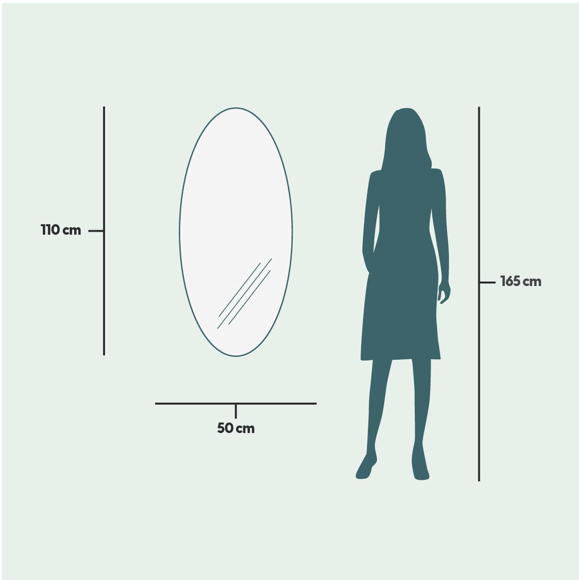 Ovaler Lichtspiegel (50x110cm)