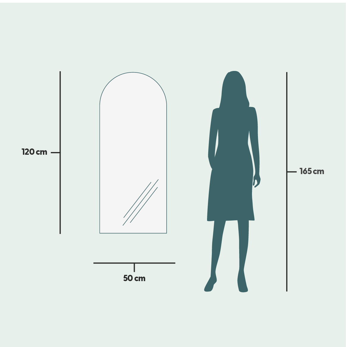 Kaari - Modern Arch Mirror (50x120cm)