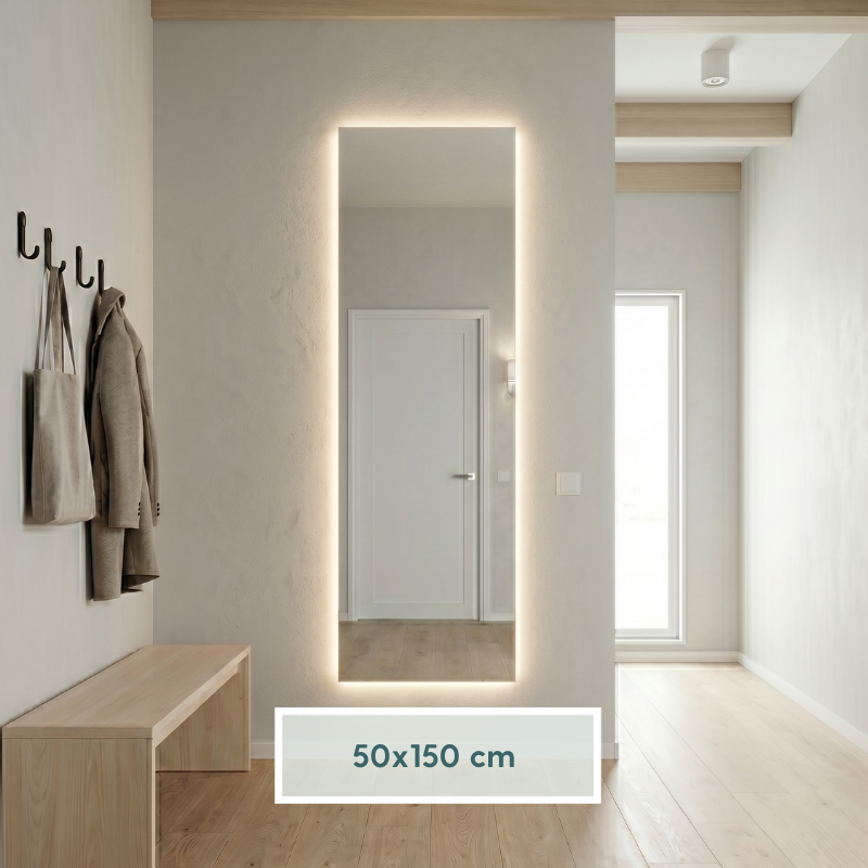 Frameless Rectangle Mirror with LED-lights