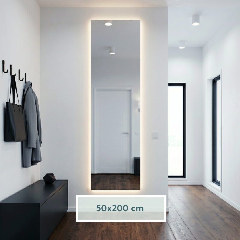 Frameless Rectangle Mirror with LED-lights