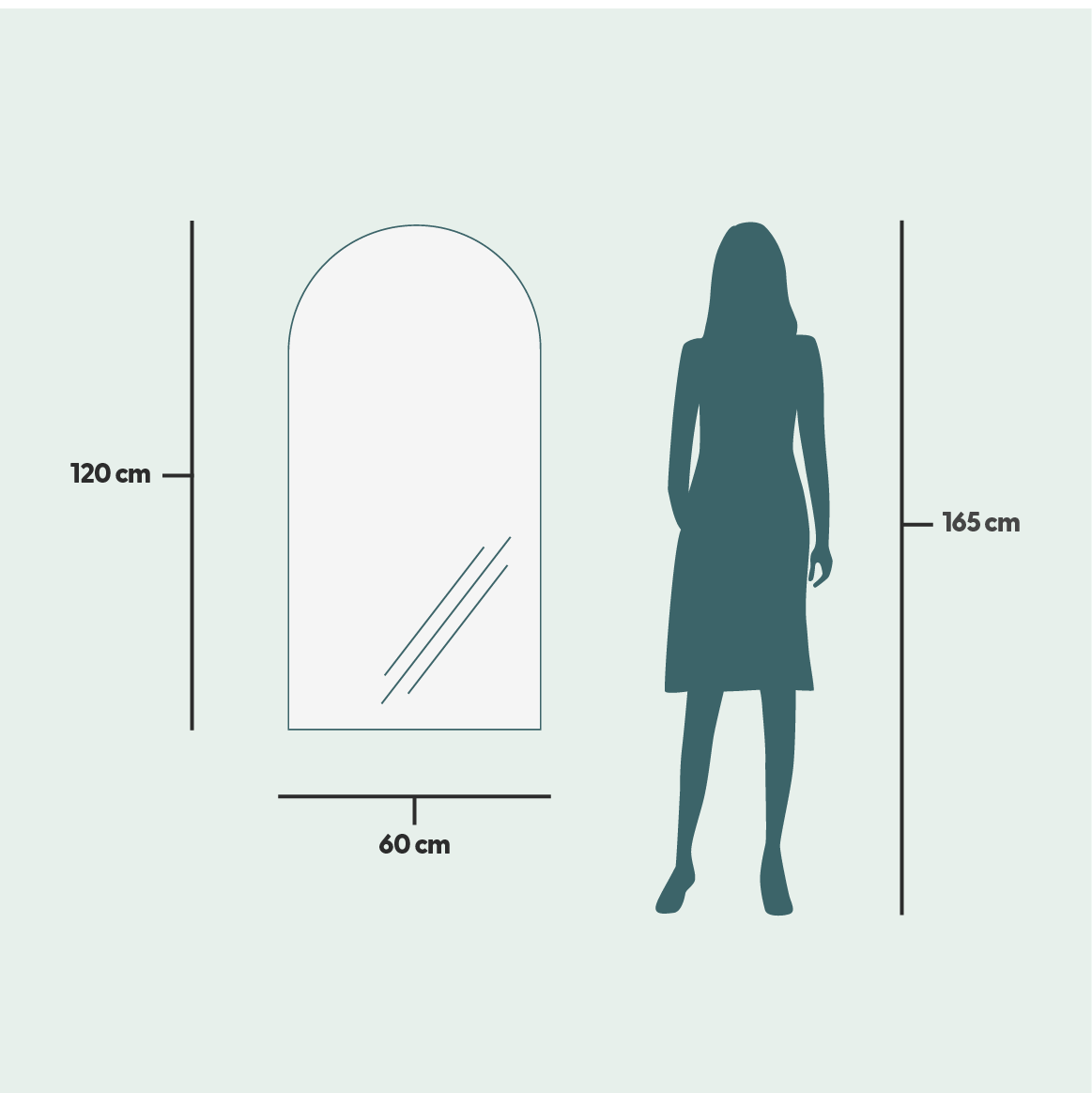 Kaari - Modern Arch Mirror With LED-Lights (60x120cm)