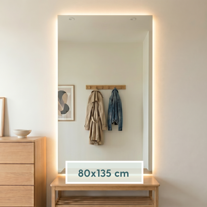 Frameless Rectangle Mirror with LED-lights