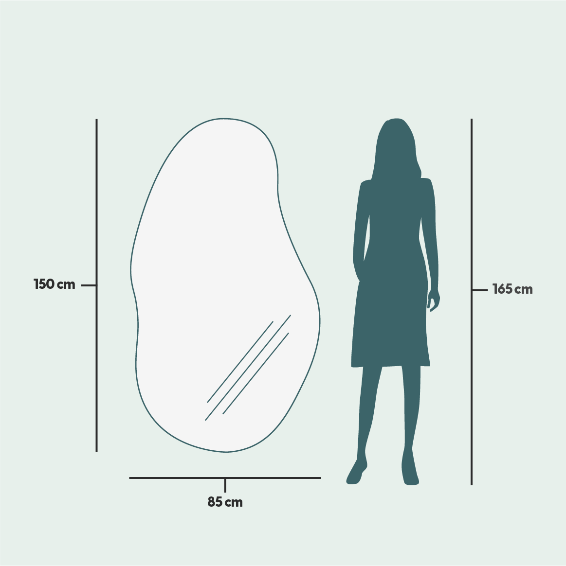 Sand - Asymmetrical Mirror With Lights (85x150cm)