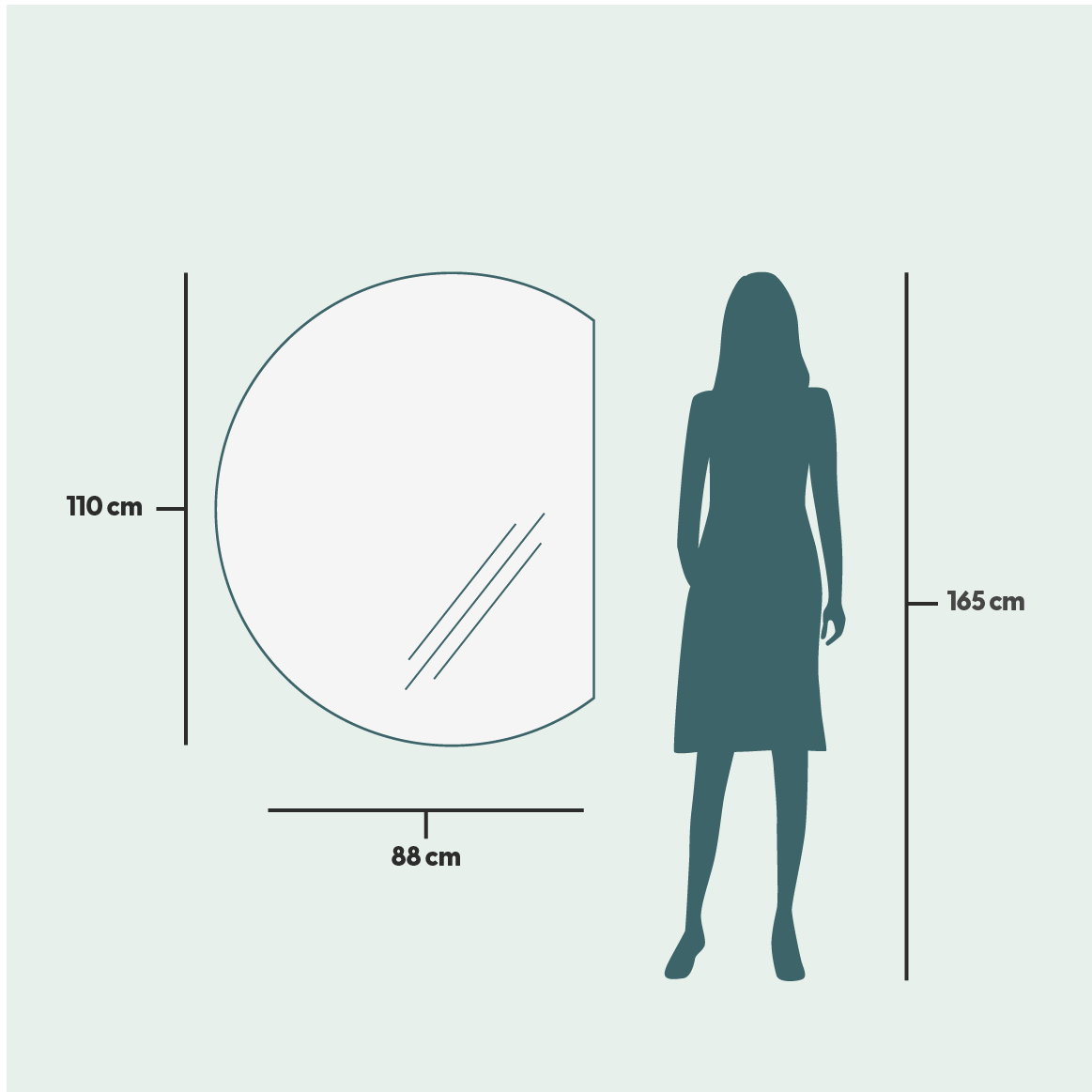 Halbrunder Spiegel mit beleuchtung (88x110 cm)