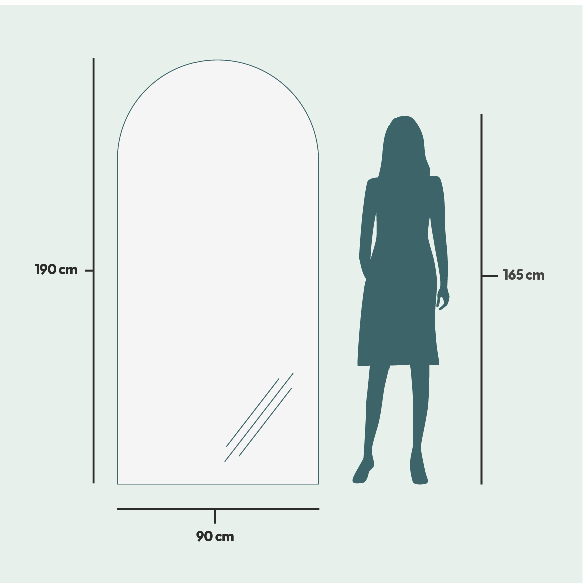 Kaari - Large Modern Arch Mirror (90x190cm)