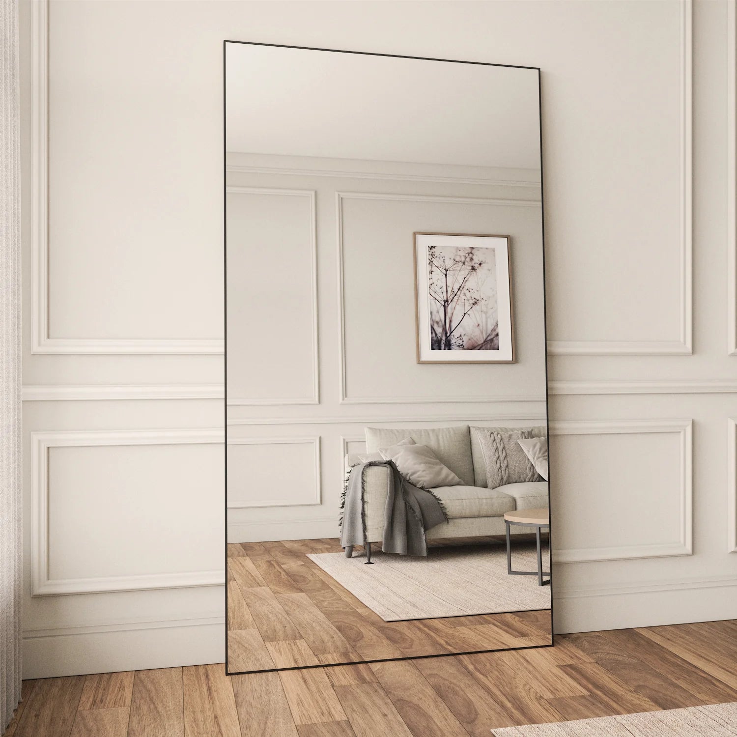 Slimline - Extra Large Full Length Mirror With Oak Frame 110x210cm Slimline - Extra Large Full Length Mirror With Oak Frame 110x210cm