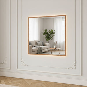 Slimline LED Mirror With With Thermo-Treated Alder Frame (100x100 cm)