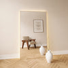 Slimline Full-Length LED Mirror With Oak Frame (100x170 cm)