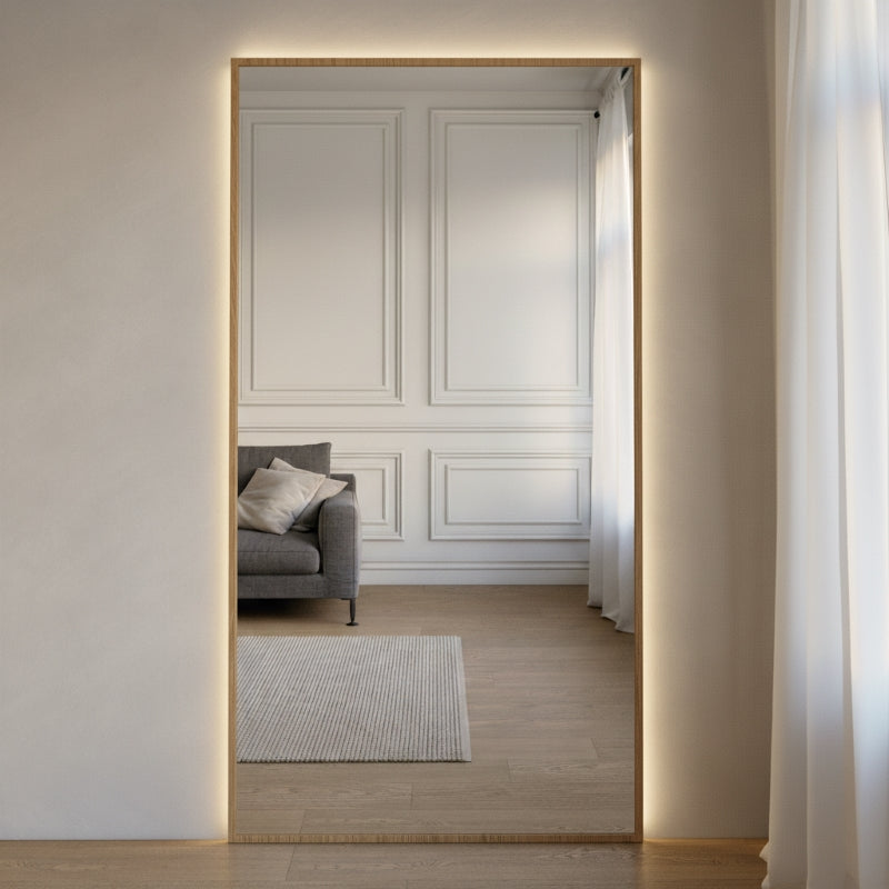 LED Mirror with Oak Frames