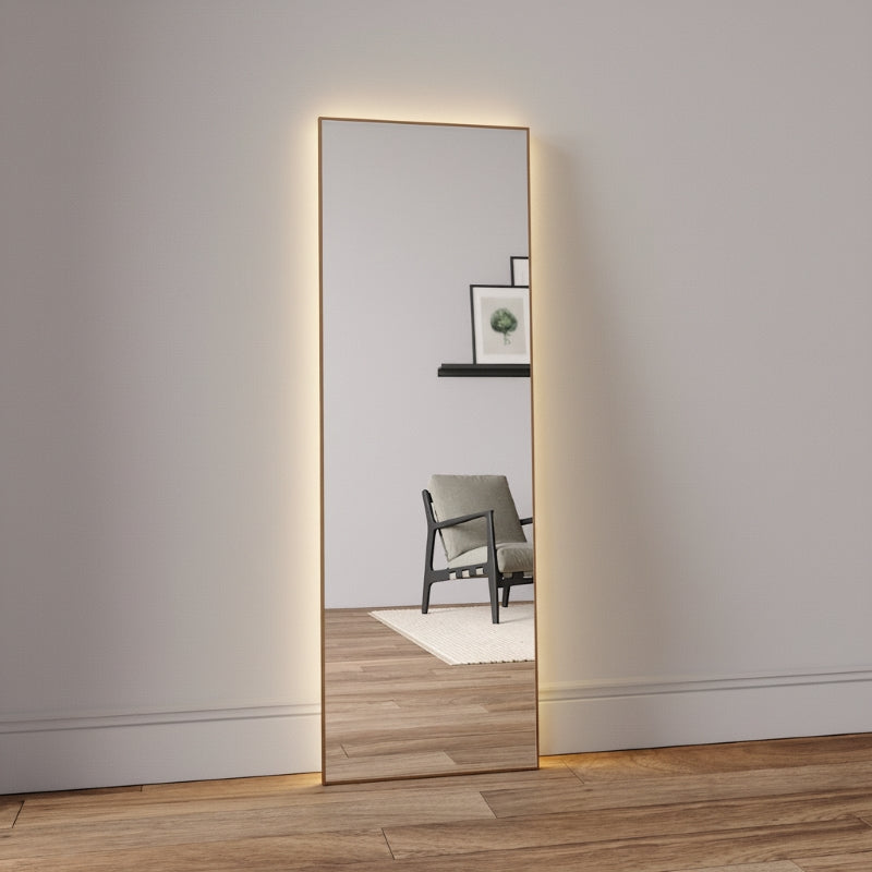 Slimline LED Mirror With Thermo-Treated Alder Frame (50x150 cm)