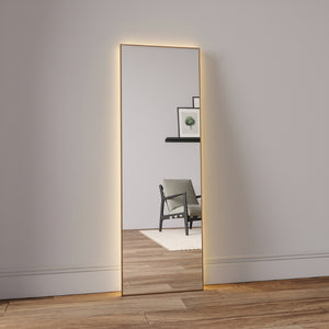 Slimline LED Mirror With Oak Frame (50x150 cm)