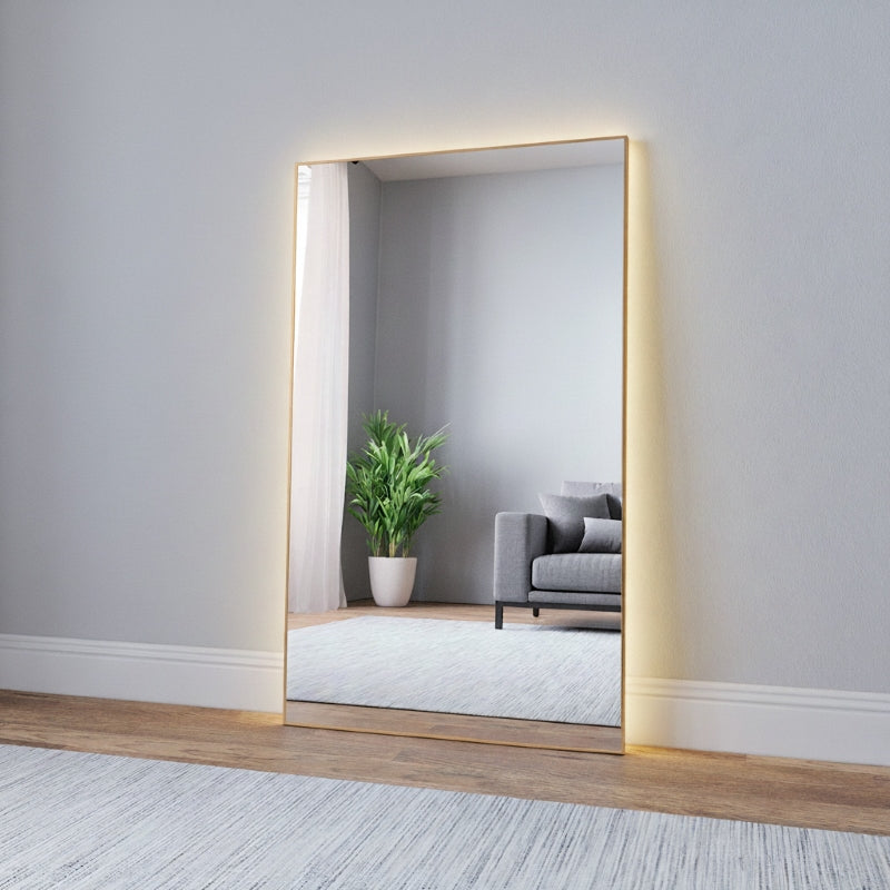Slimline LED Mirror With With Birch Frame (80x135 cm)