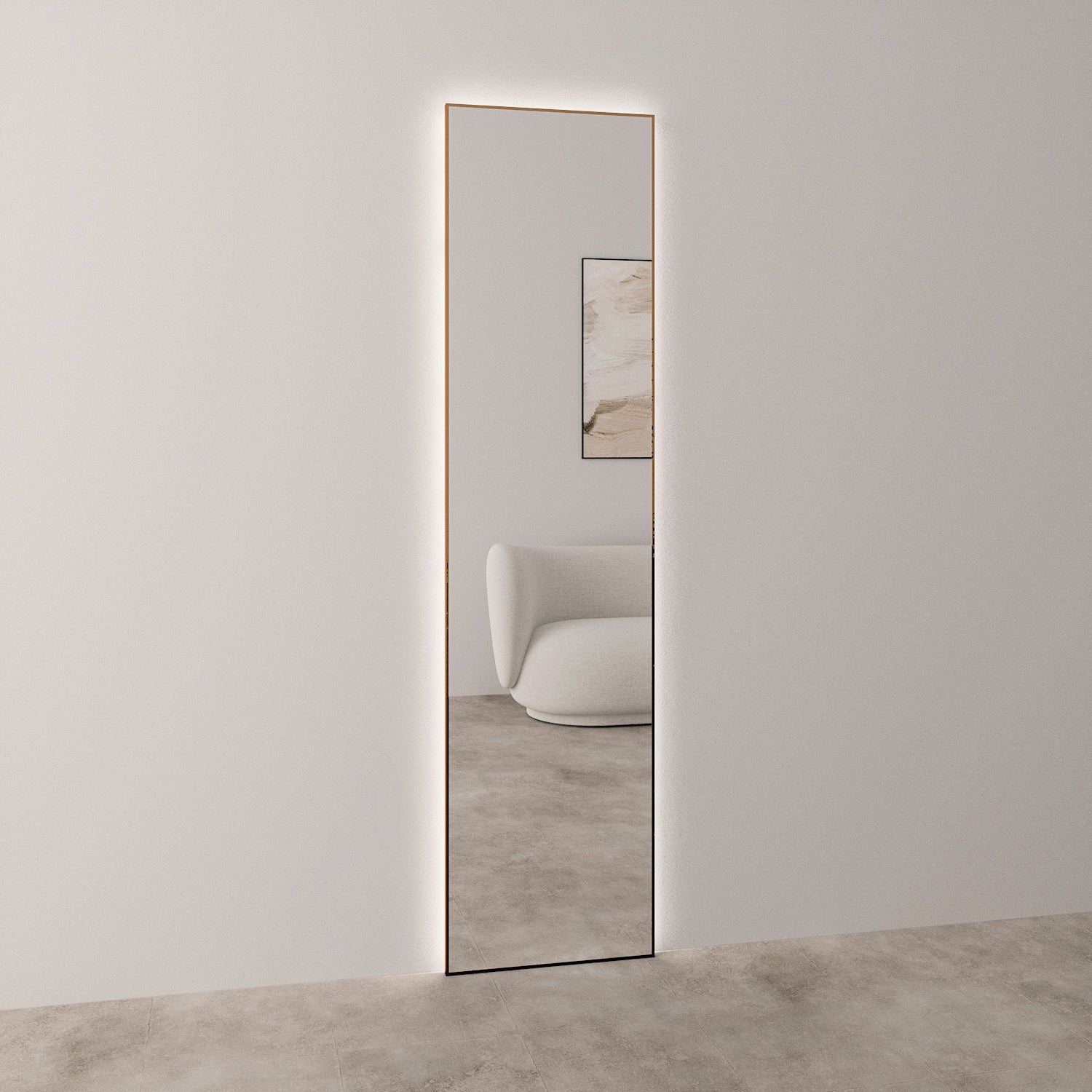 Slimline Full-Length LED  Mirror With Copper Frame (50x200cm)