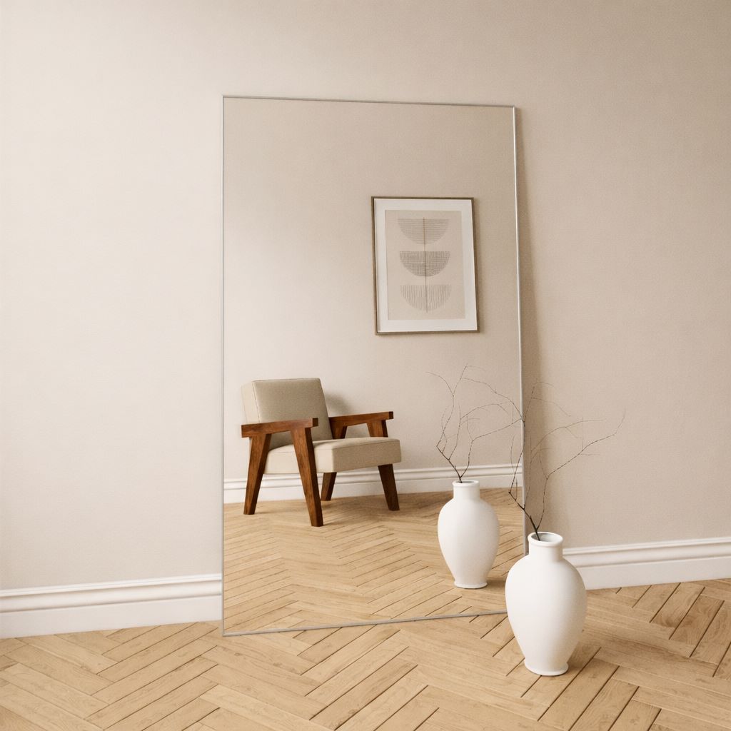 Slimline Spiegel Mit Silber Rahmen (100x170 cm)