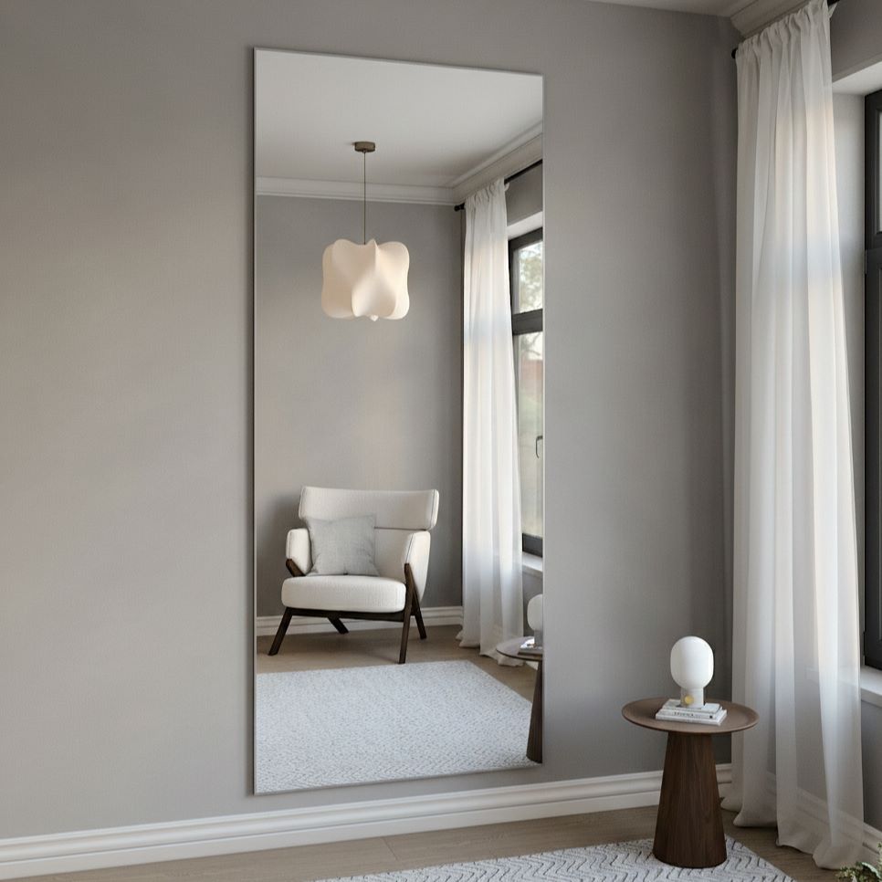 Slimline Spiegel Mit Silber Rahmen (100x220 cm)