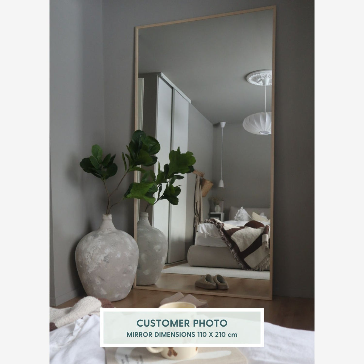 Slimline - Full Length Mirror With Birch Frame (50x200cm)